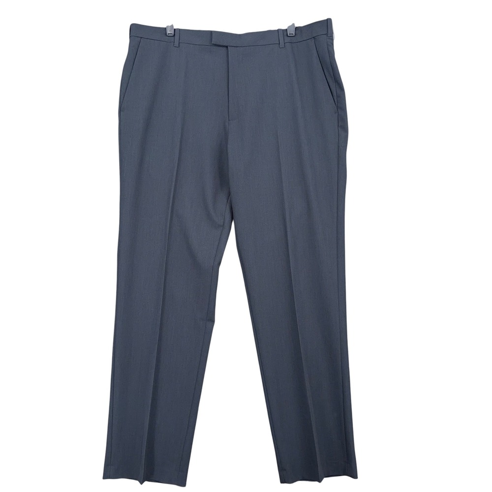 Van Heusen Flex Straight Fit Dress Pants Mens 38x32 Poly Rayon Gray